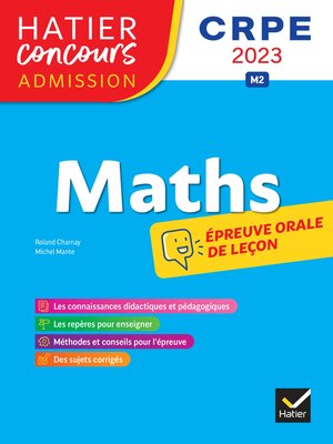 cover image of Mathématiques CRPE 2023, Epreuve orale d'admission